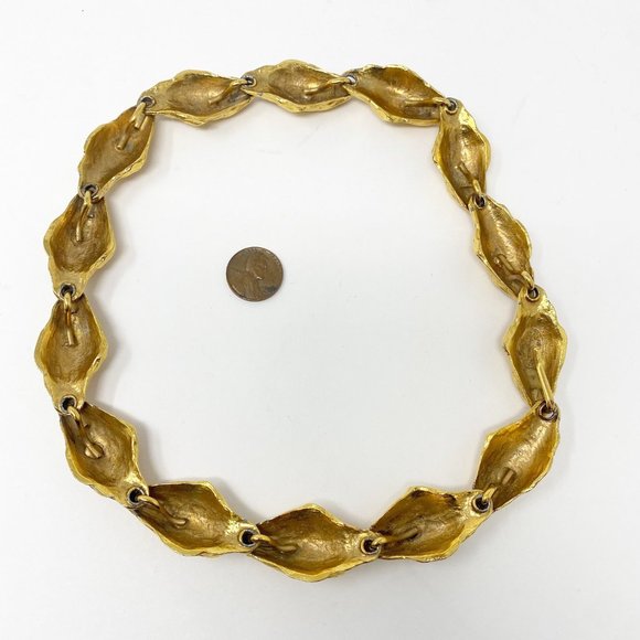 535 Vintage designer Yves Saint Laurent Rive Gauche gold tone necklace bracelet - Picture 4 of 10